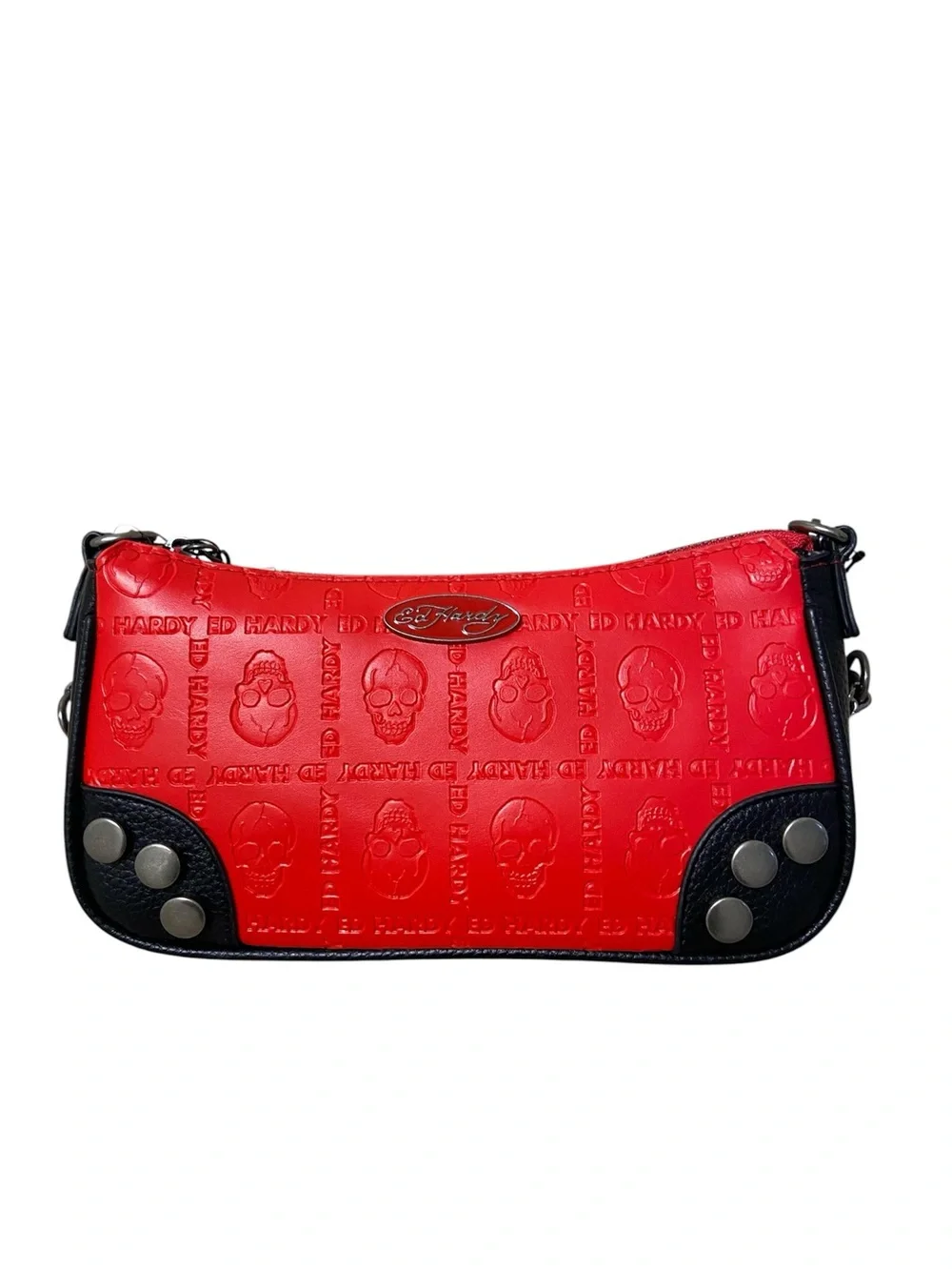 Ed Hardy Red Patent Mini Shoulder Crossbody Bag with Black Accents NWT